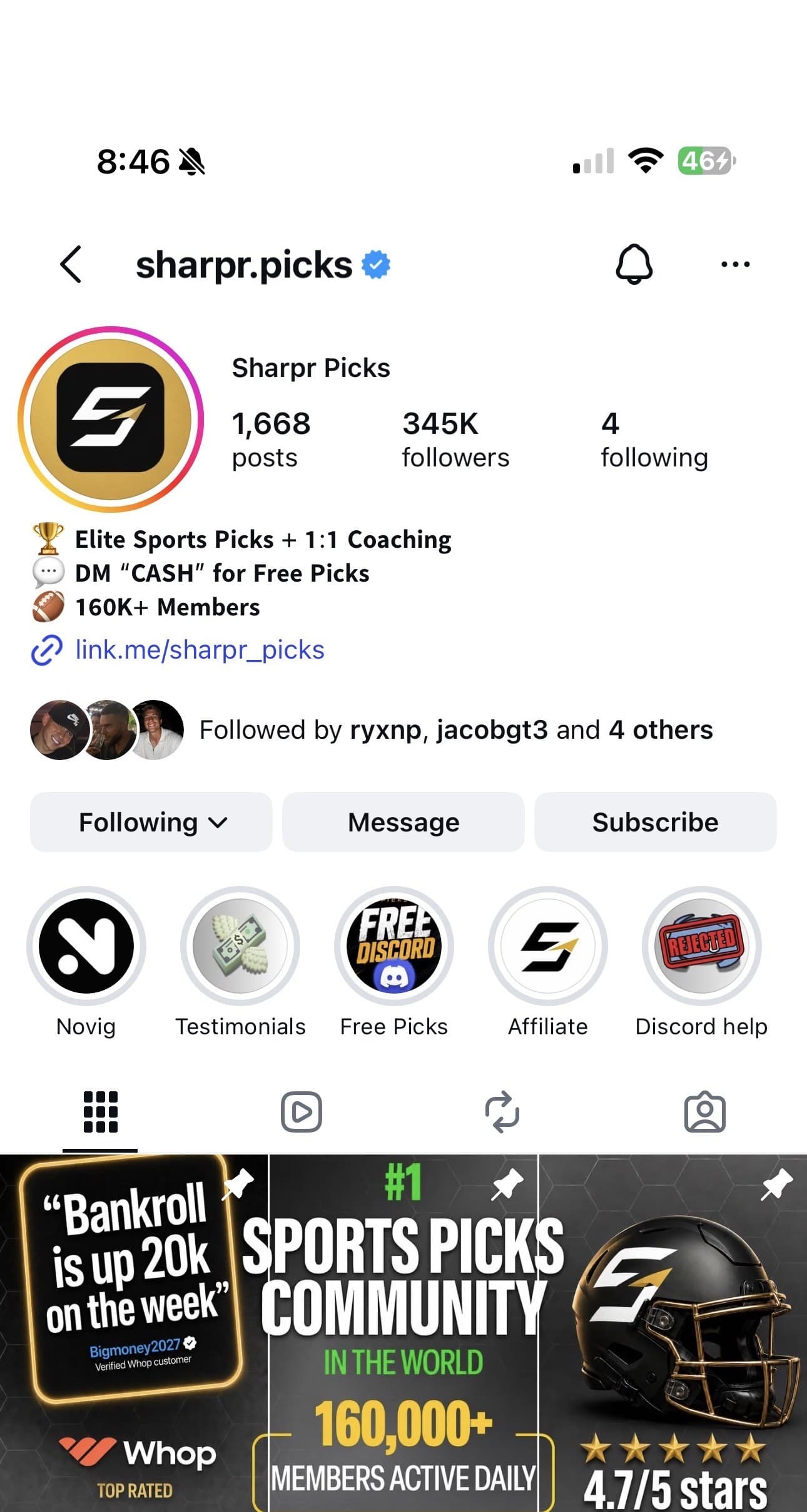 sharpr.picks Instagram profile
